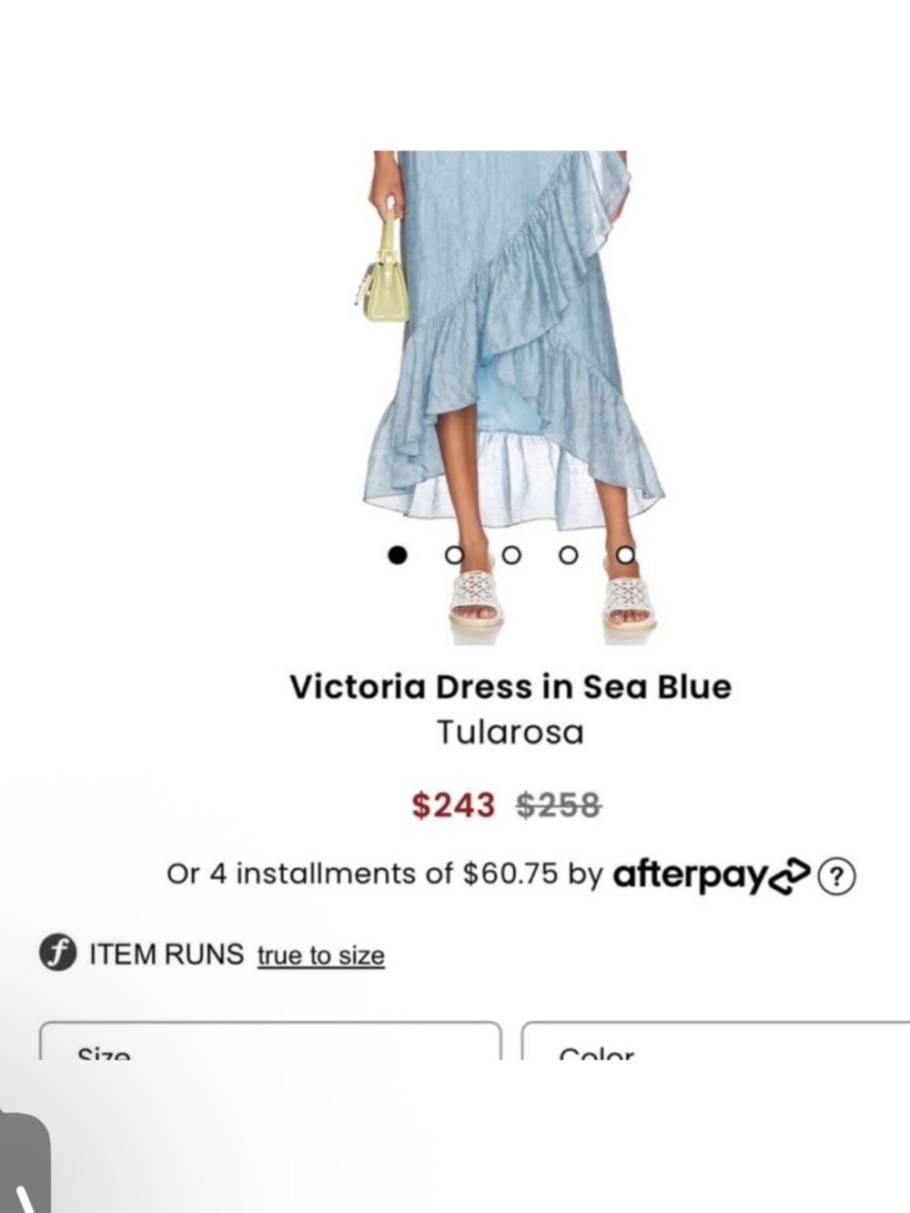 Tularosa Powder Blue Ruffle High-Low Slip Dress - Picture 3 of 4